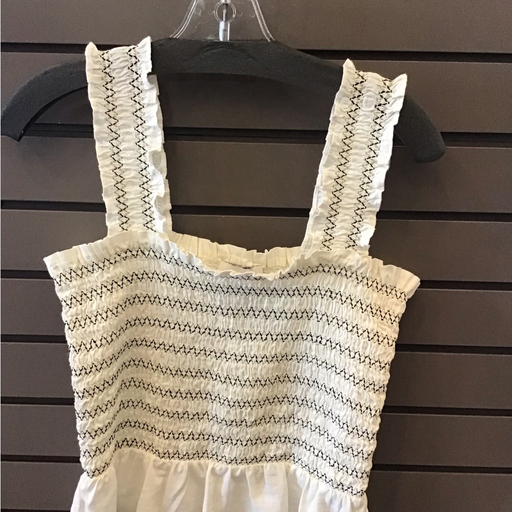 Fifteen Twenty White Smocked Camisole With Black Contrast Stitching